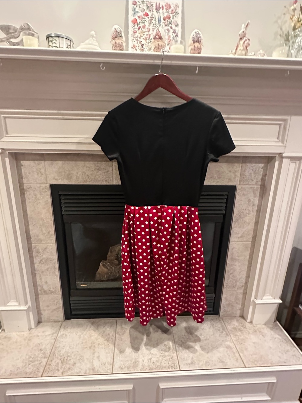 Minnie Mouse Cosplay or Disney Bounding Black Top Red Polka Dot Midi Dress - Picture 2 of 3